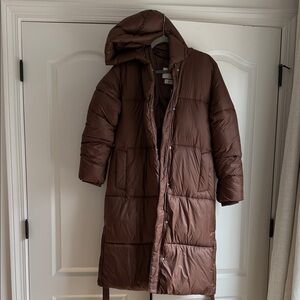 NWT NEW ABERCROMBIE FITCH LONG PUFFER JACKET COAT XS BROWN BLACK